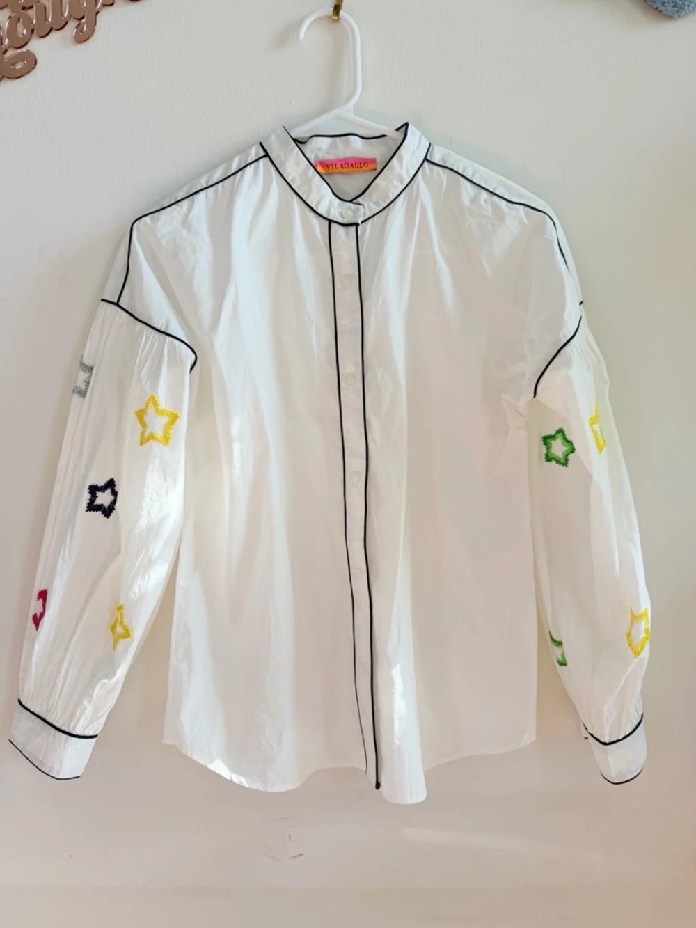 Vilagallo Fabiana Bead Stars Sleeve Blouse - Picture 1 of 7